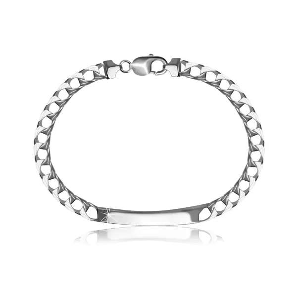 muška-srebrna-narukvica-sjajna-glatka-ploča-lančić-od-četvrtastih-karika